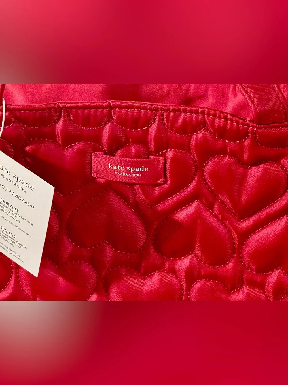 kate spade fragrances Quilted Heart-Pattern Tote in Deep Pink